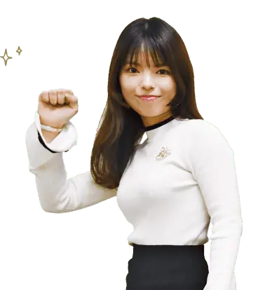 ガッツポーズをする学生